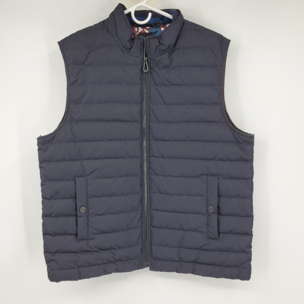 Ted Baker Navy Blue White Duck Down Puffer Zip Up Vest Size 6 XXL Preppy Norm